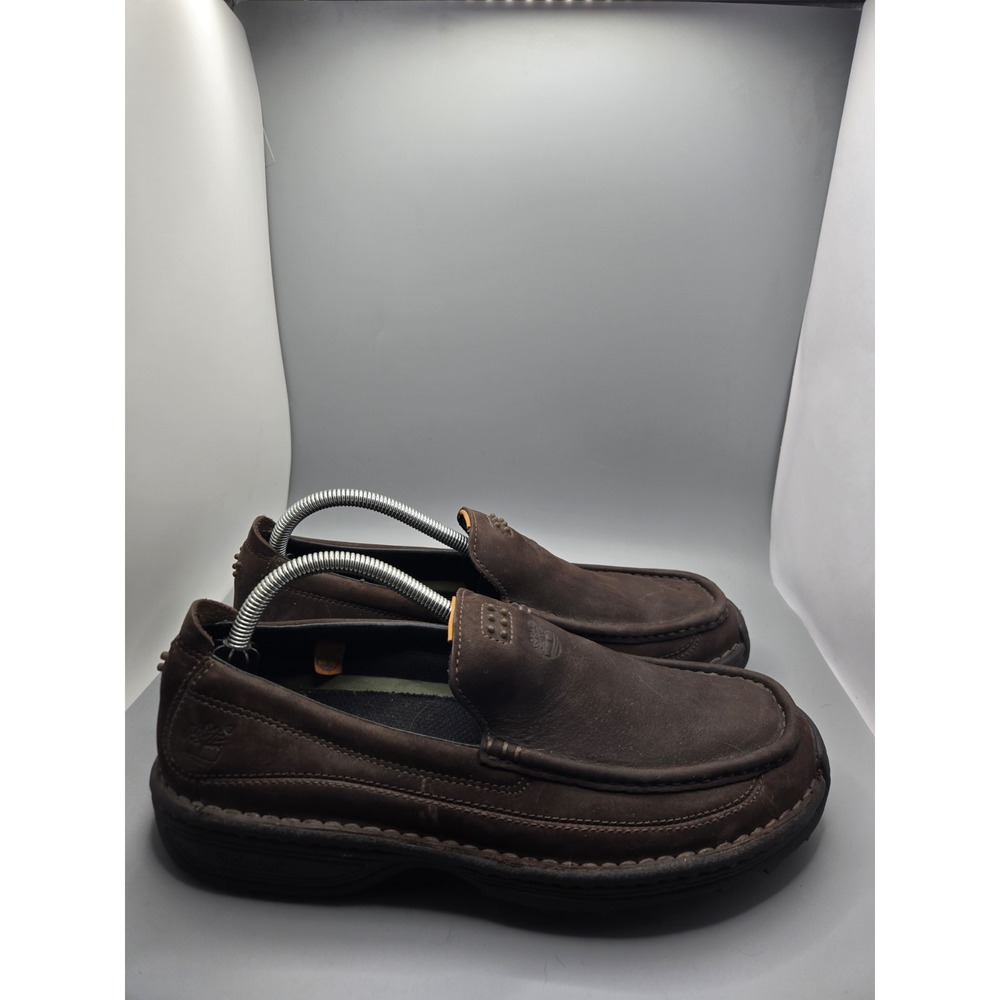 Timberland Men's 8.5 M Brown Leather Slip On Loafers Moc Toe Driving Shoes 79509 - Picture 6 of 9